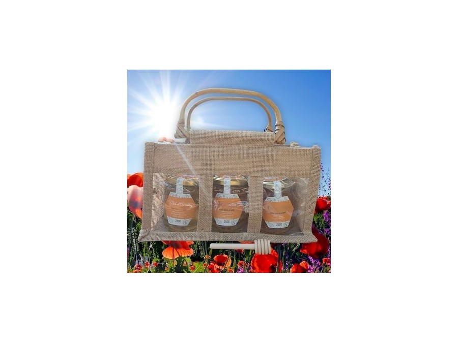 Panier 3 pots de Miel